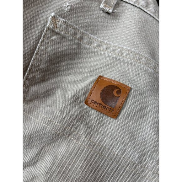 Carhartt Mens Beige Canvas Dungaree Work Pants Size 42x32 - note flaws - Picture 7 of 14